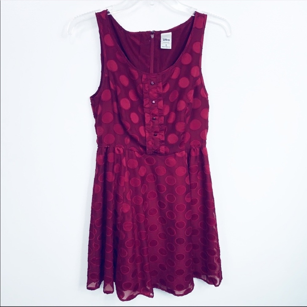 Disney Burgundy Polka Dot Mini Dress - Picture 8 of 8